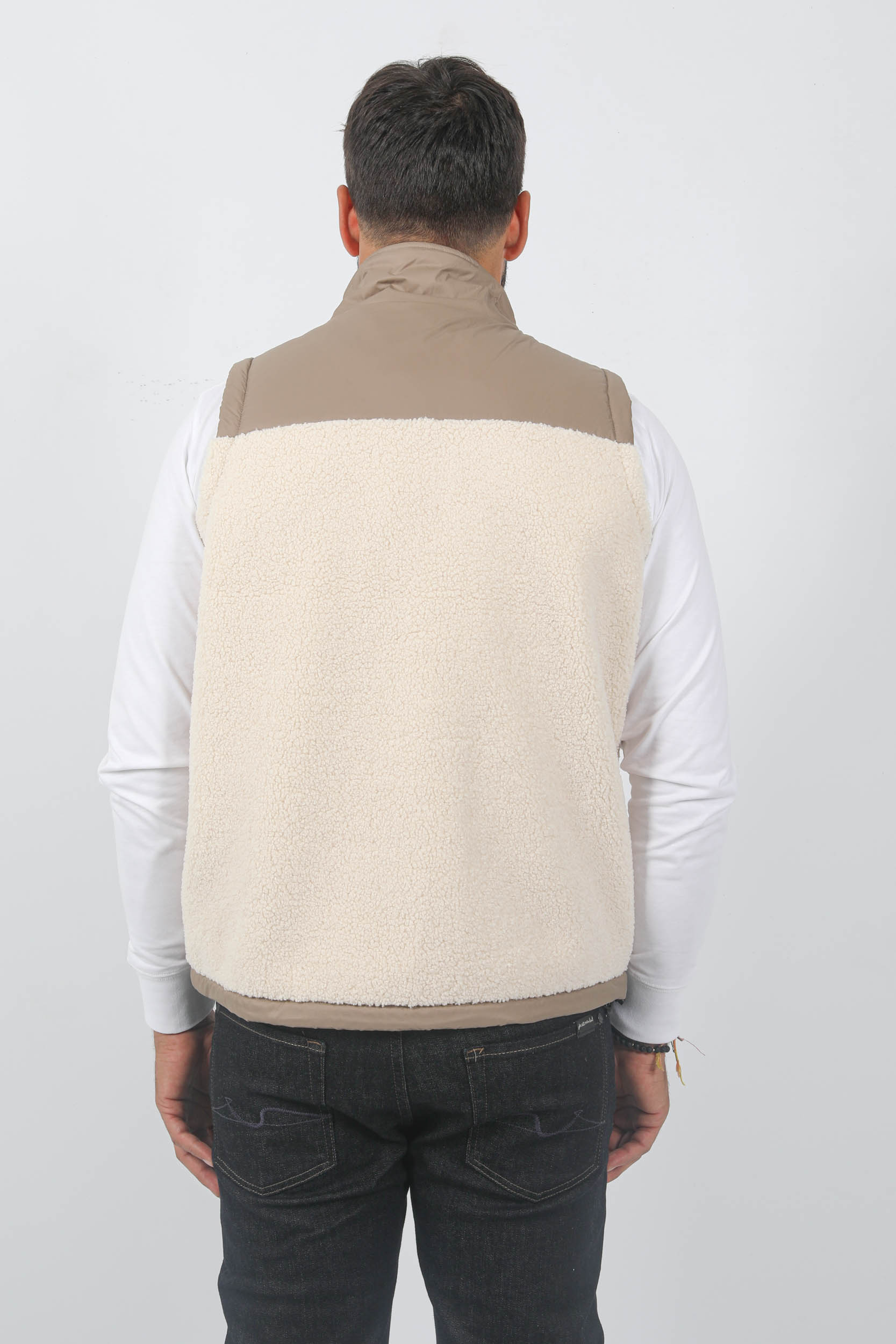 BLOUSON SANS MANCHES KWAY BI-MATIERE BEIGE K7115VW-A02