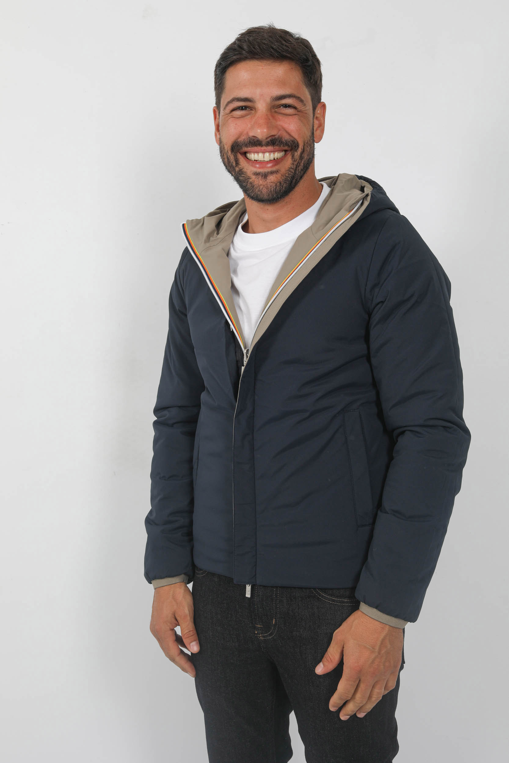 BLOUSON KWAY REVERSIBLE BEIGE ET MARINE K21253W-AA2