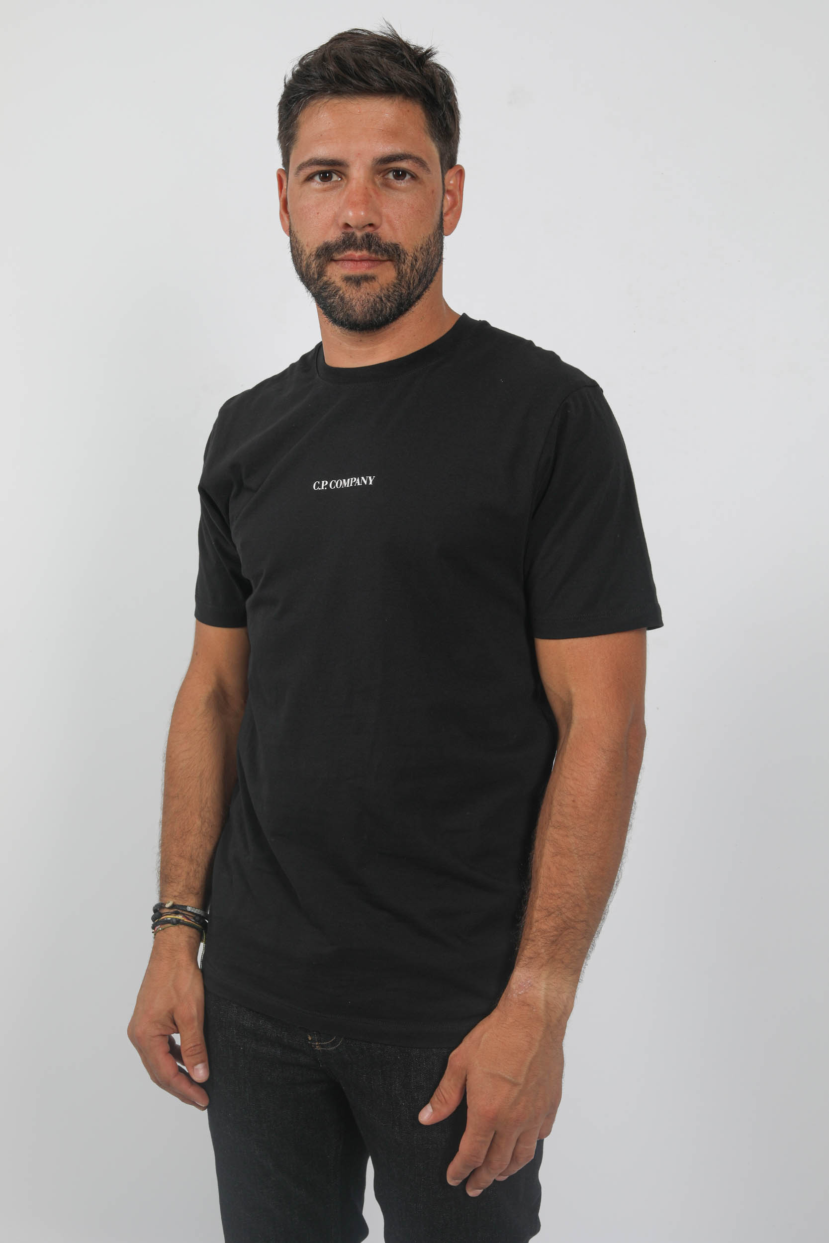 T-SHIRT C.P COMPANY NOIR LOGO CENTRAL S048A-999