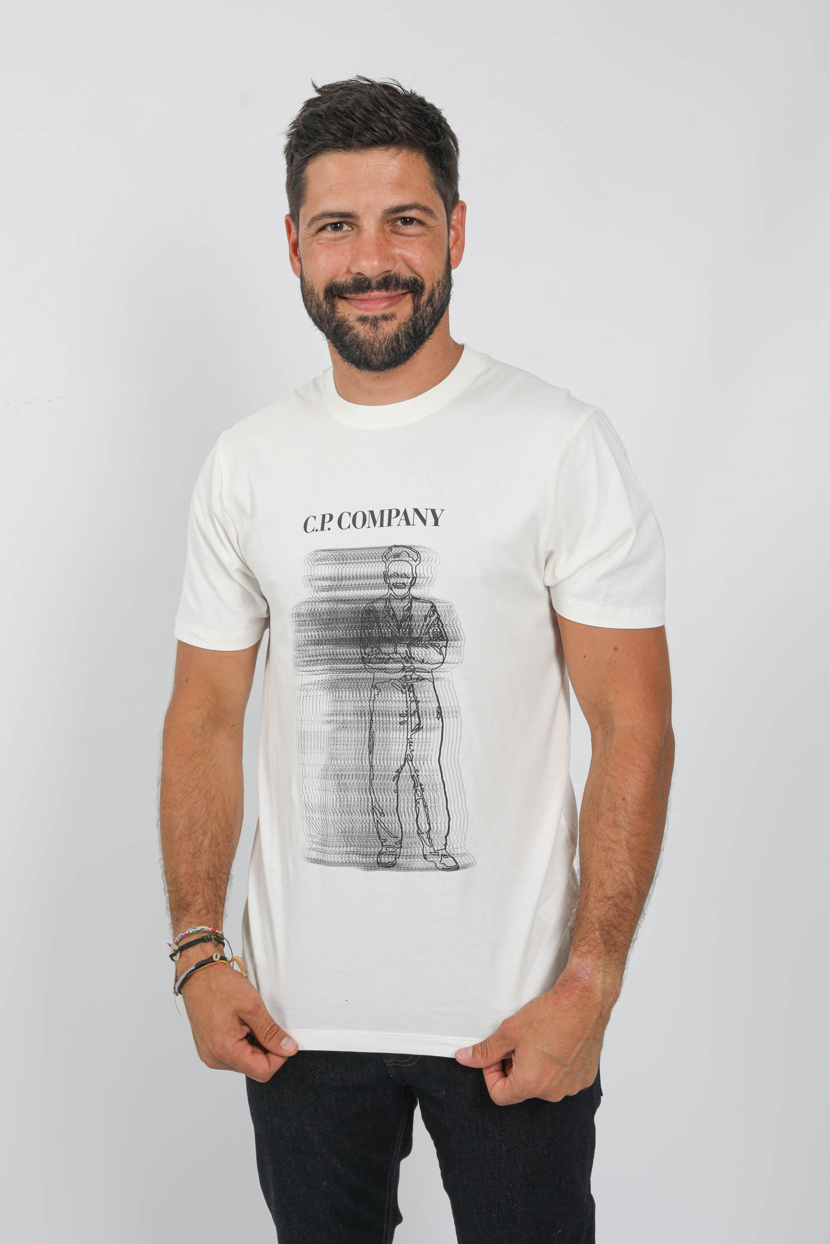 T-SHIRT C.P COMPANY BLANC LOGO IMPRIME S242A-103