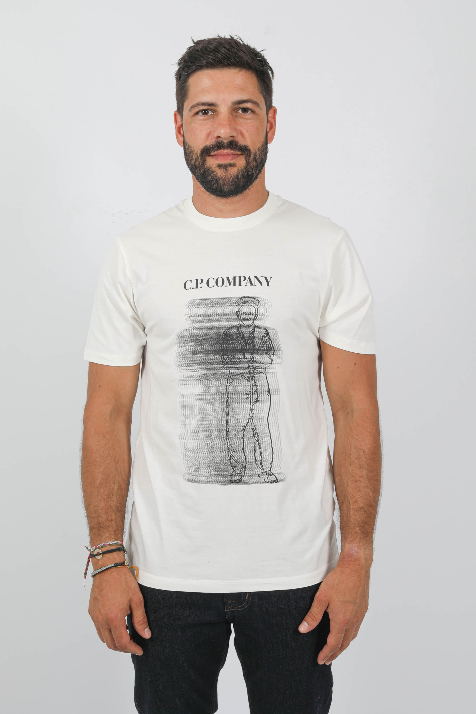 T-SHIRT C.P COMPANY BLANC LOGO IMPRIME S242A-103