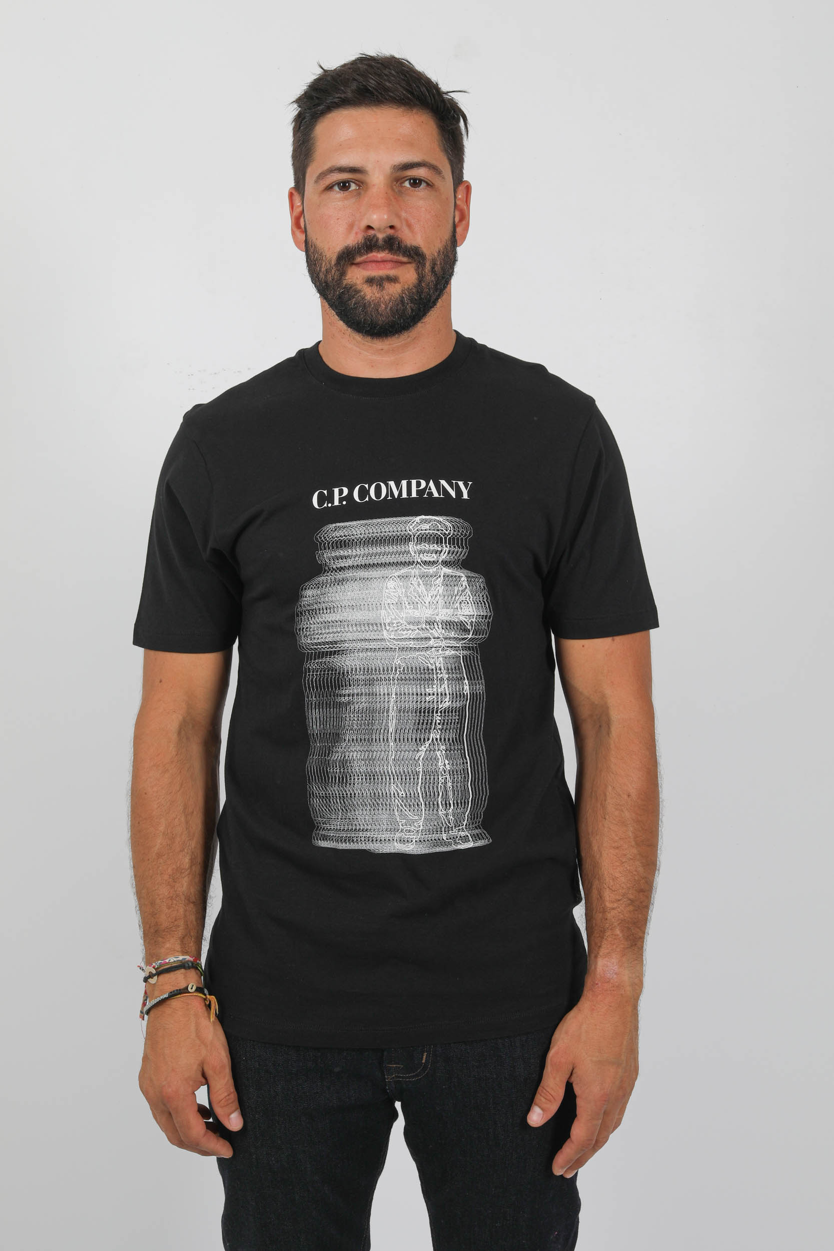 T-SHIRT C.P COMPANY NOIR LOGO IMPRIME S242A-999