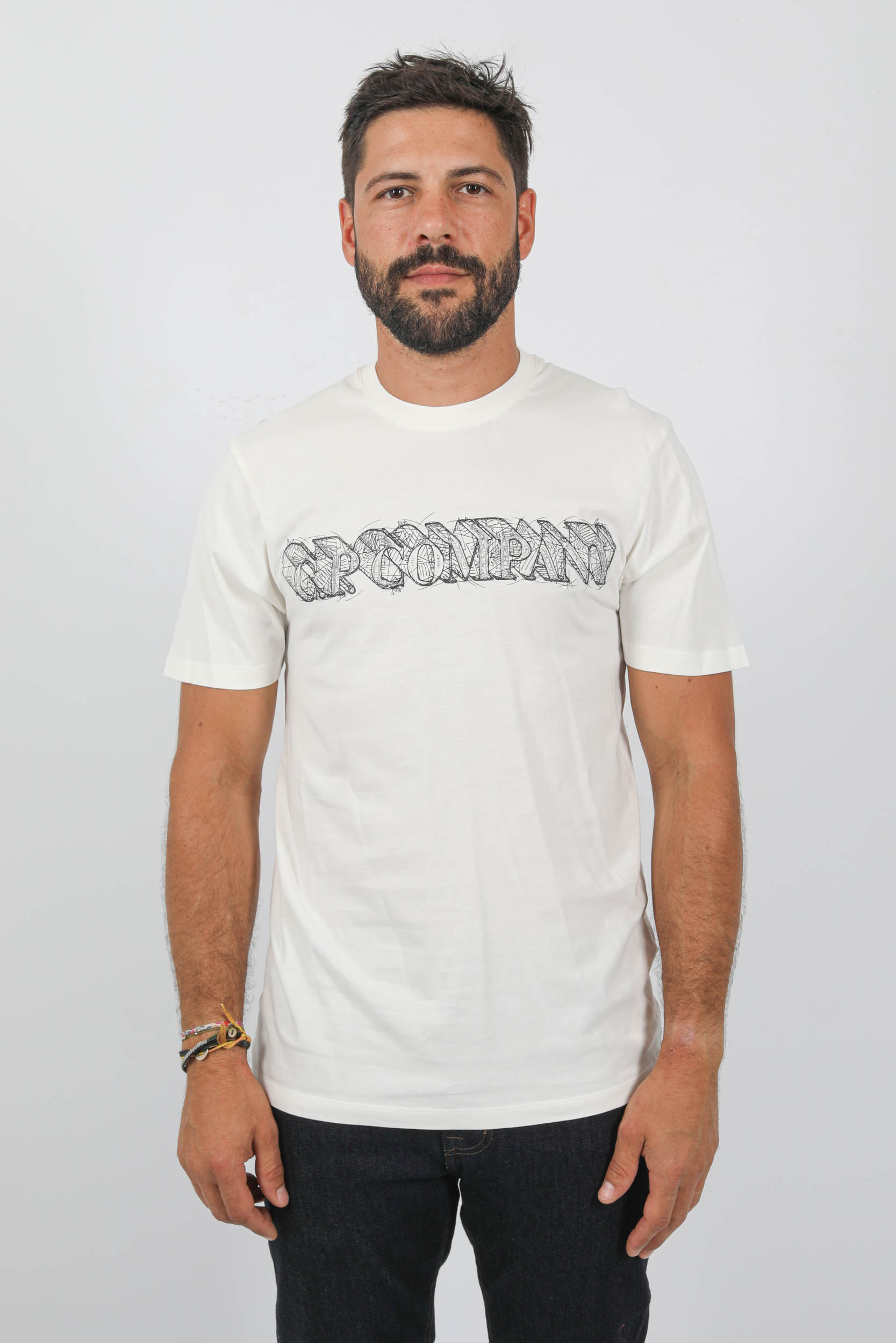 T-SHIRT C.P COMPANY LOGO GRAPHIQUE BLANC S241A-103