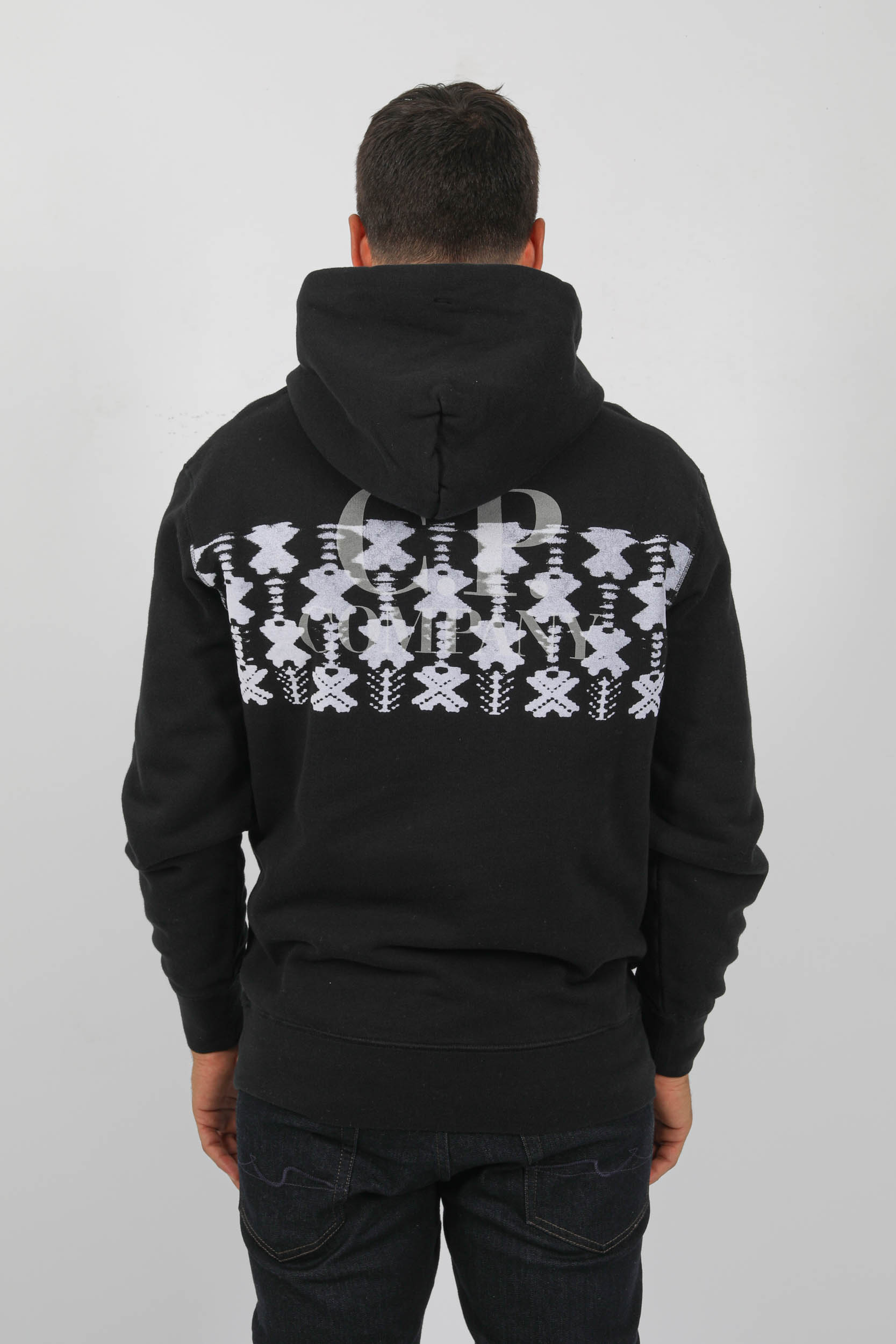 SWEAT A CAPUCHE C.P COMPANY NOIR LOGO S359A-999