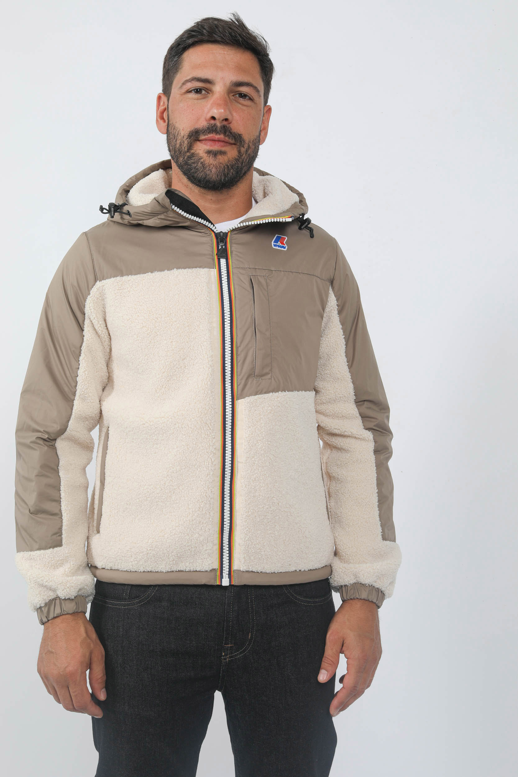 BLOUSON KWAY BI-MATIERE BEIGE K21211-A02