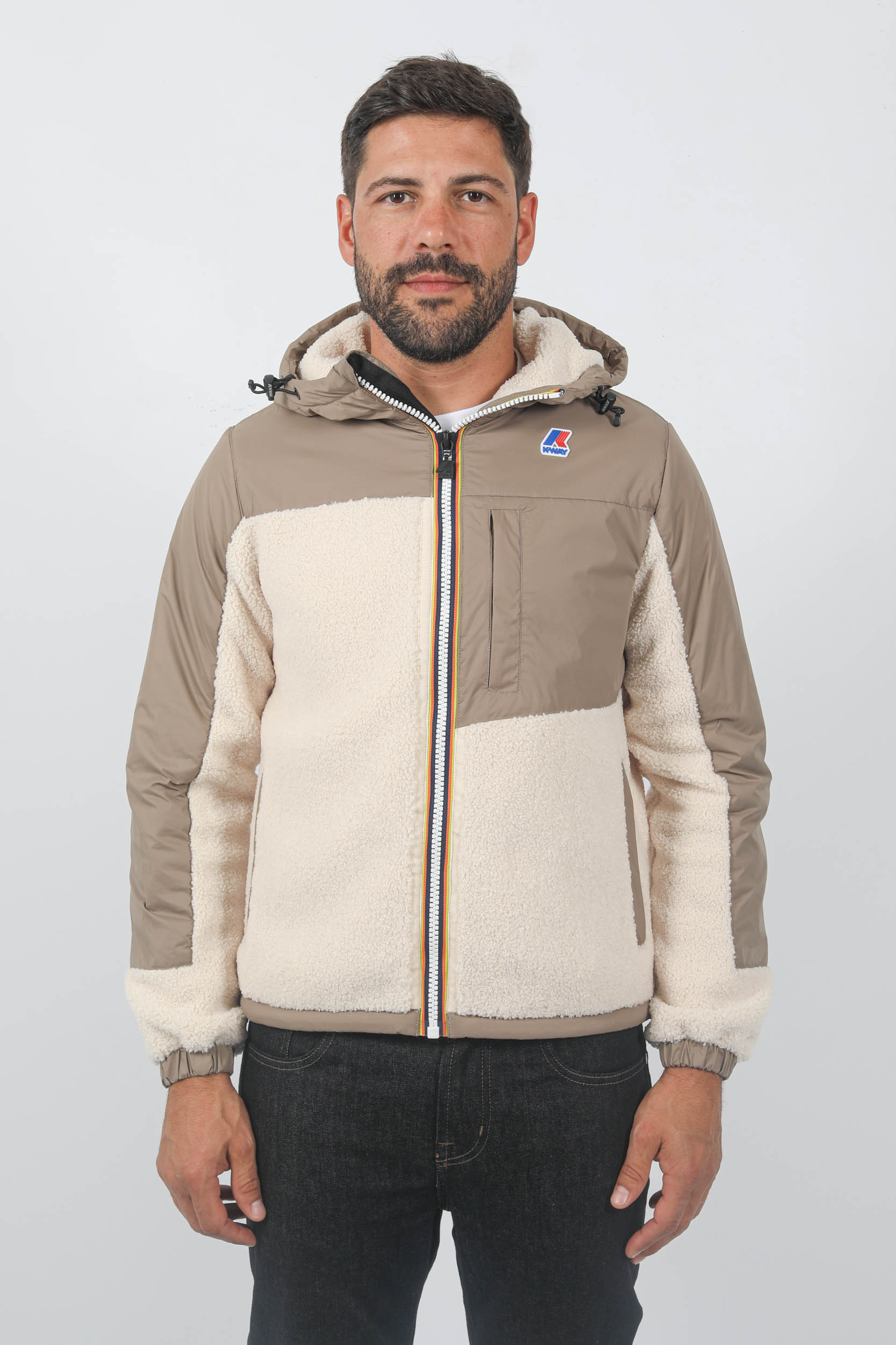 BLOUSON KWAY BI-MATIERE BEIGE K21211-A02