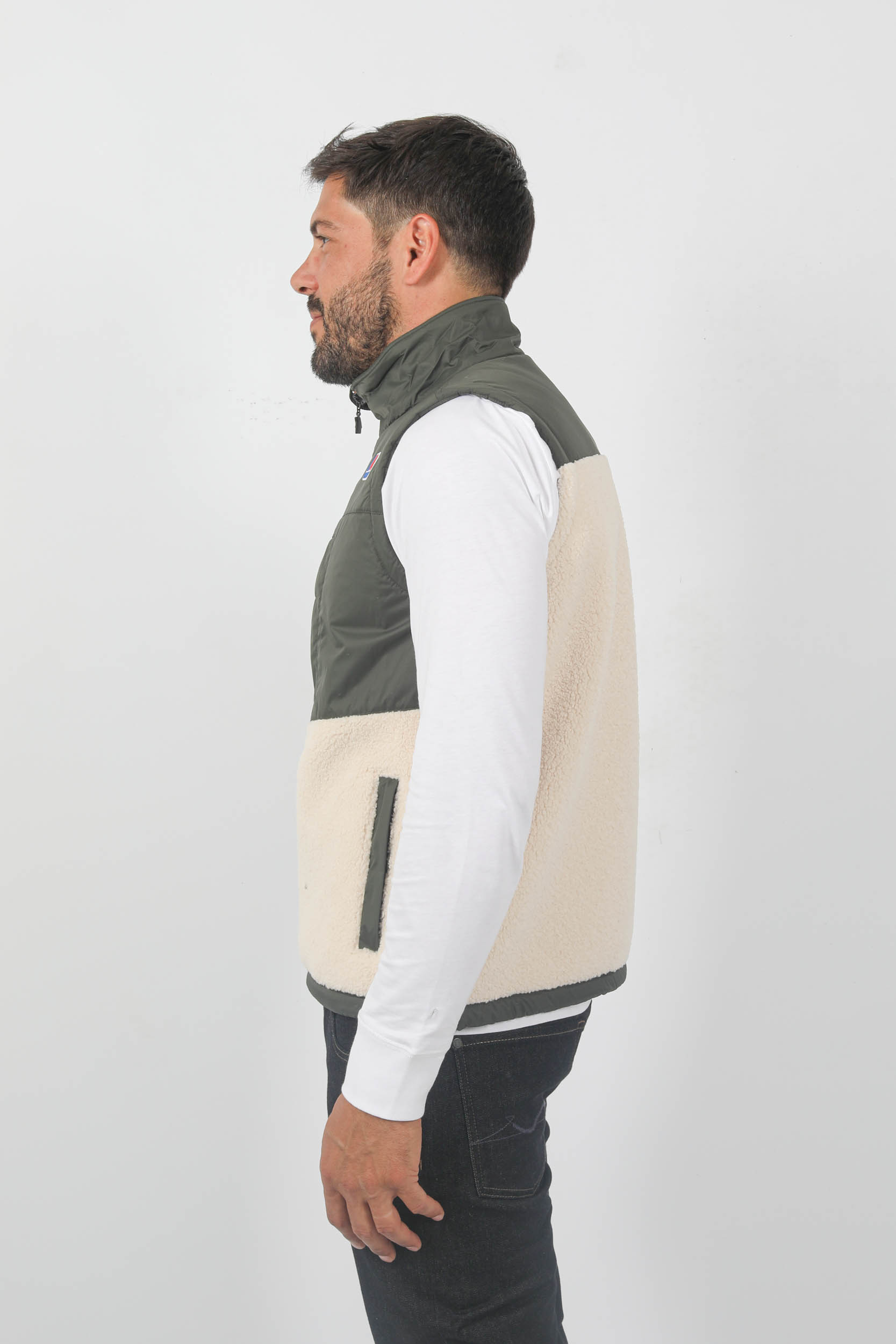 BLOUSON SANS MANCHES KWAY BI-MATIERE KAKI K7115VW-B0A