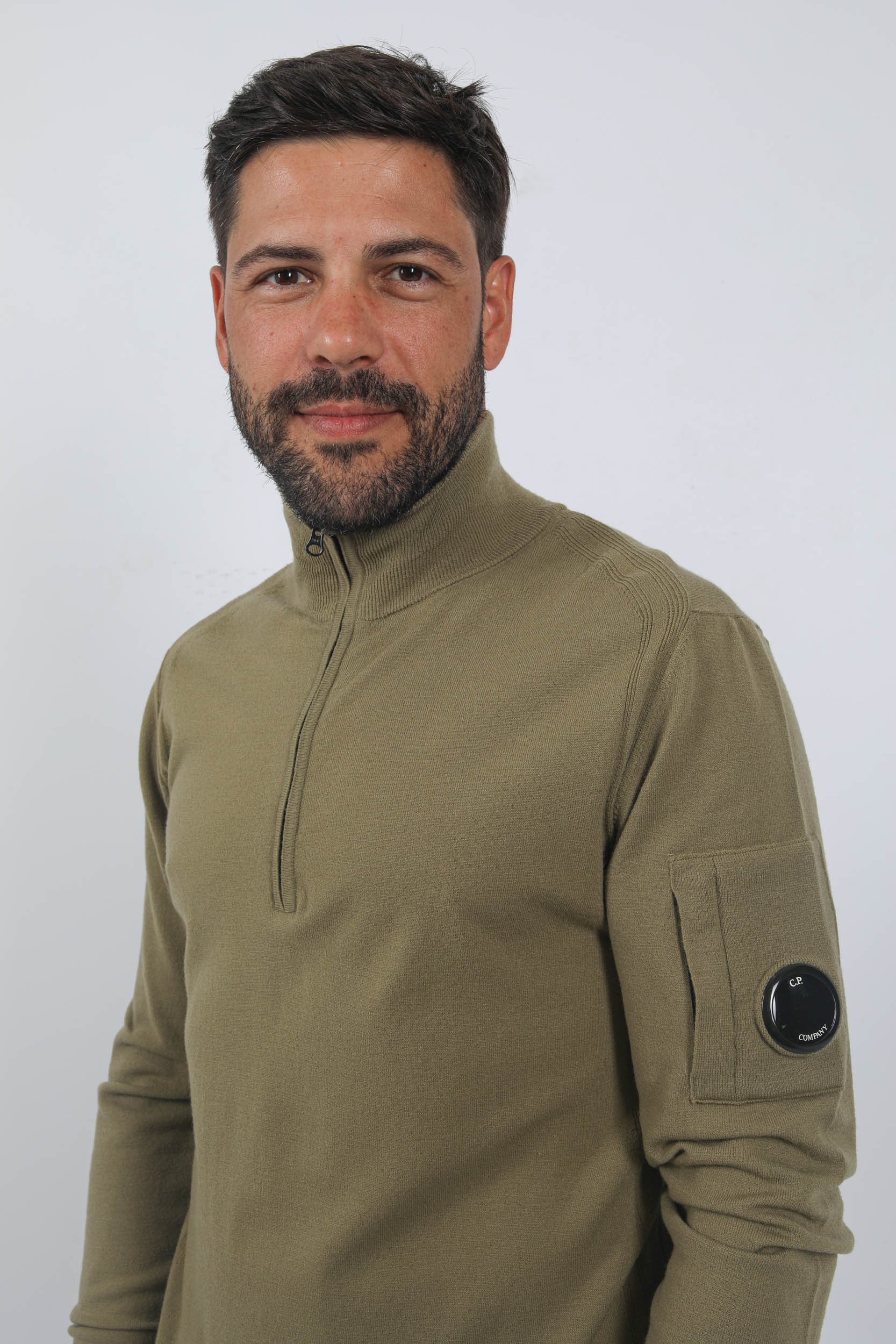 PULL C.P COMPANY COL DEMI ZIP BEIGE N073A-335