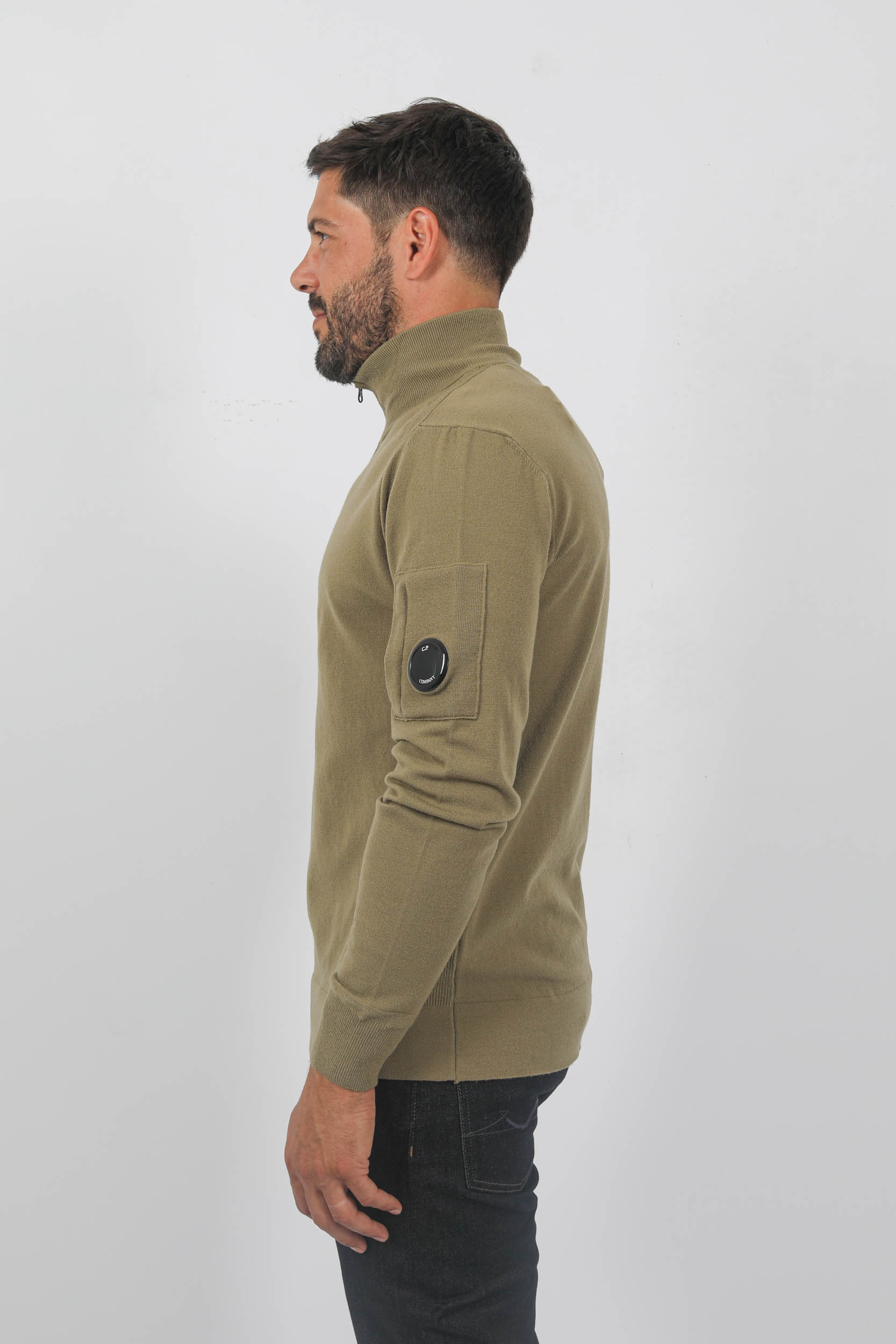 PULL C.P COMPANY COL DEMI ZIP BEIGE N073A-335