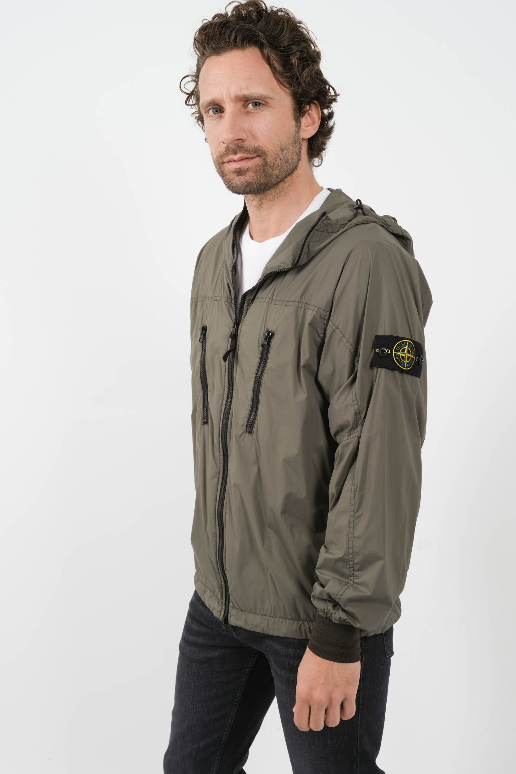 BLOUSON STONE ISLAND A CAPUCHE NYLON KAKI 801540425-V0059