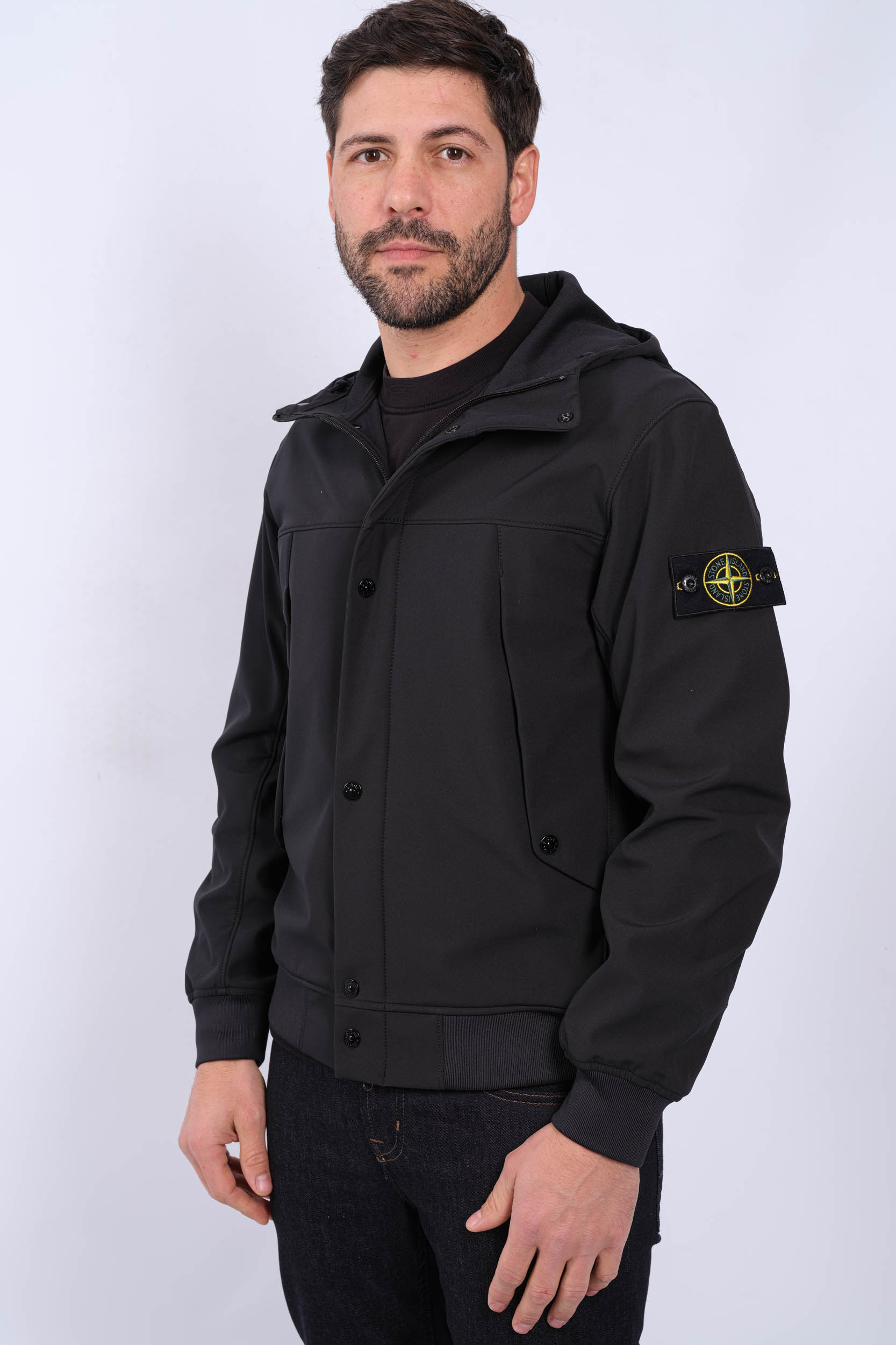 BLOUSON SOFT SHELL STONE ISLAND NOIR 801540227-V0029