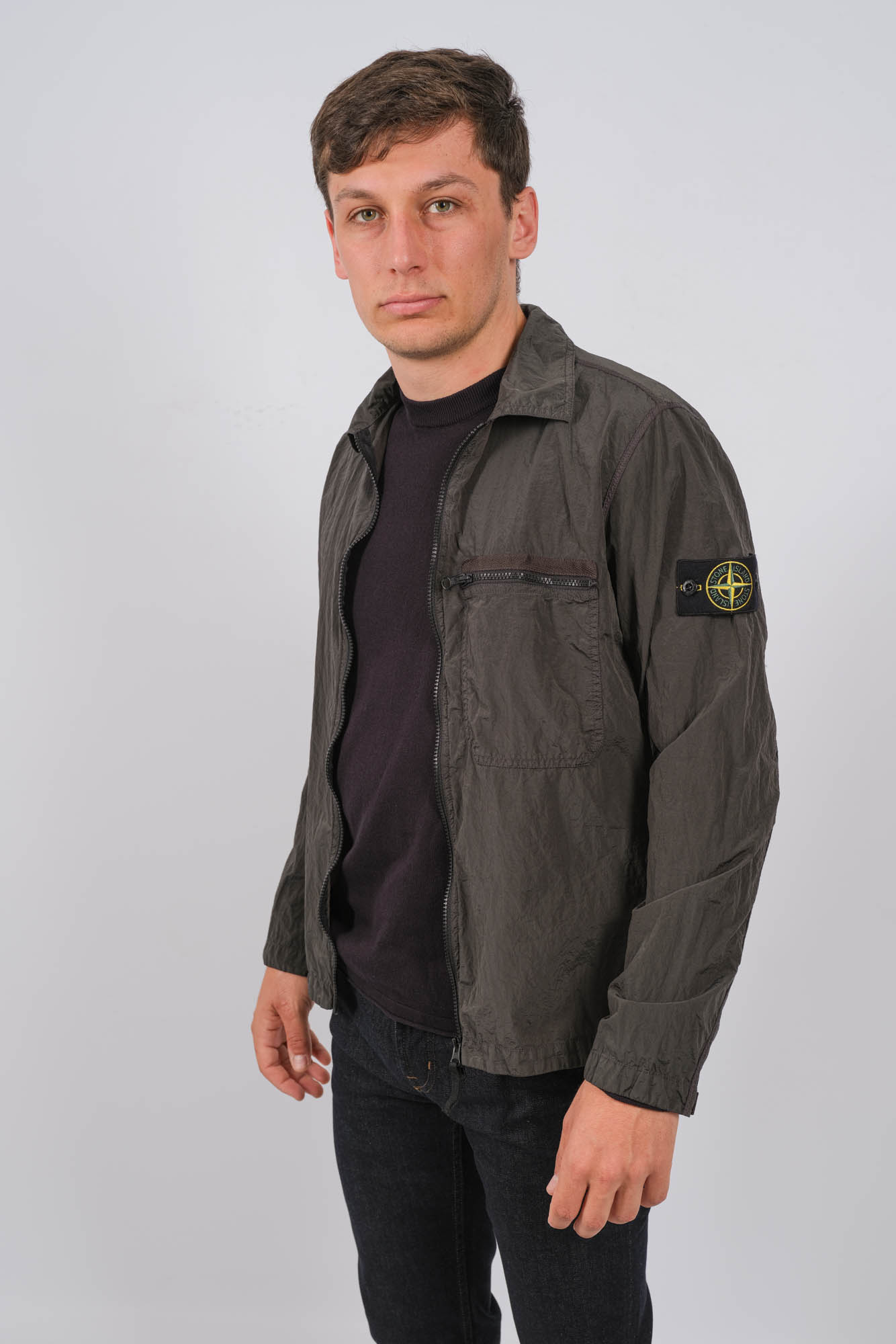 SURCHEMISE NYLON STONE ISLAND VERTE 801511219-V0059