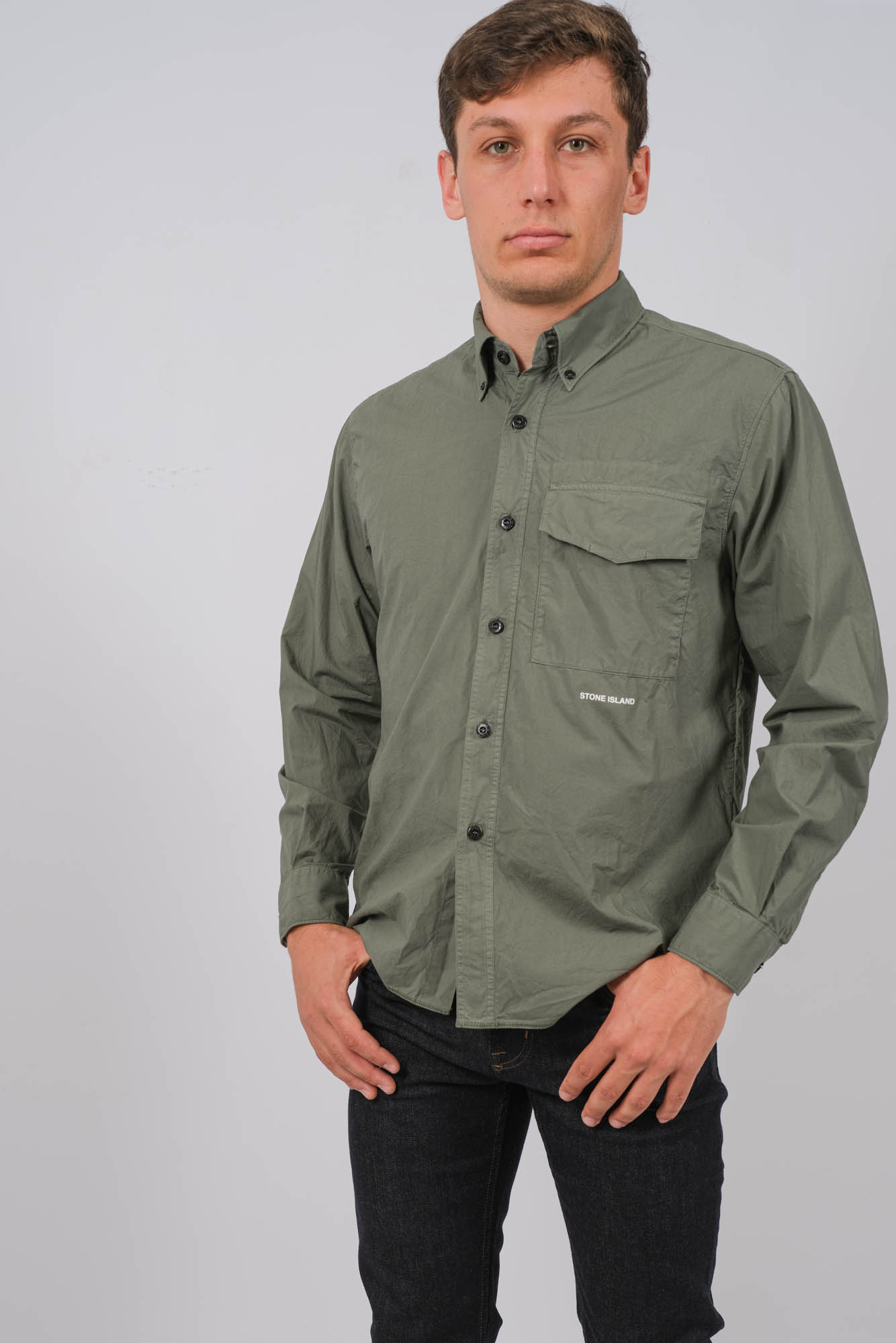 CHEMISE STONE ISLAND VERTE 801511705-V0059