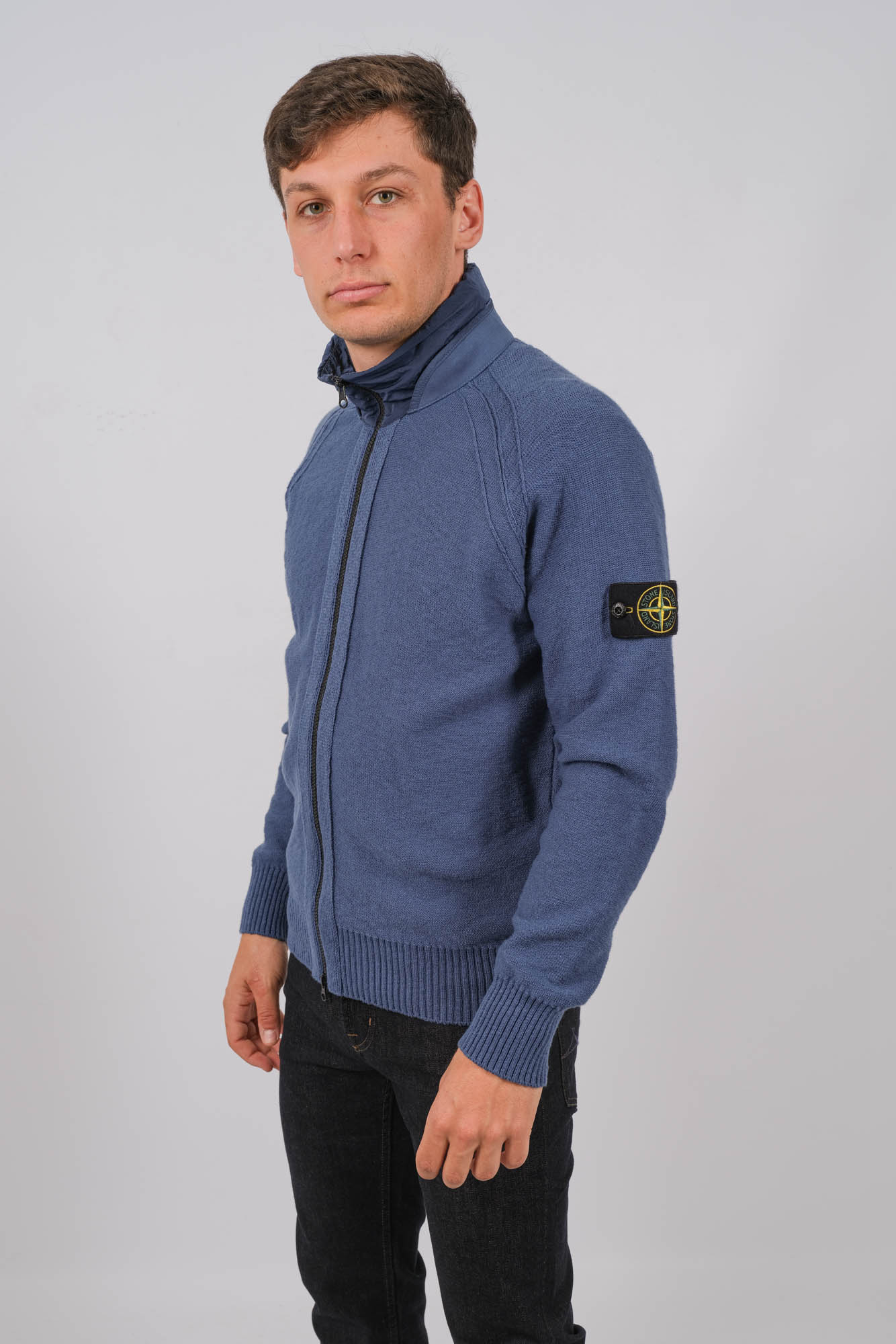 GILET A ZIP STONE ISLAND COL CAPUCHE NYLON 8015503B0-V0024