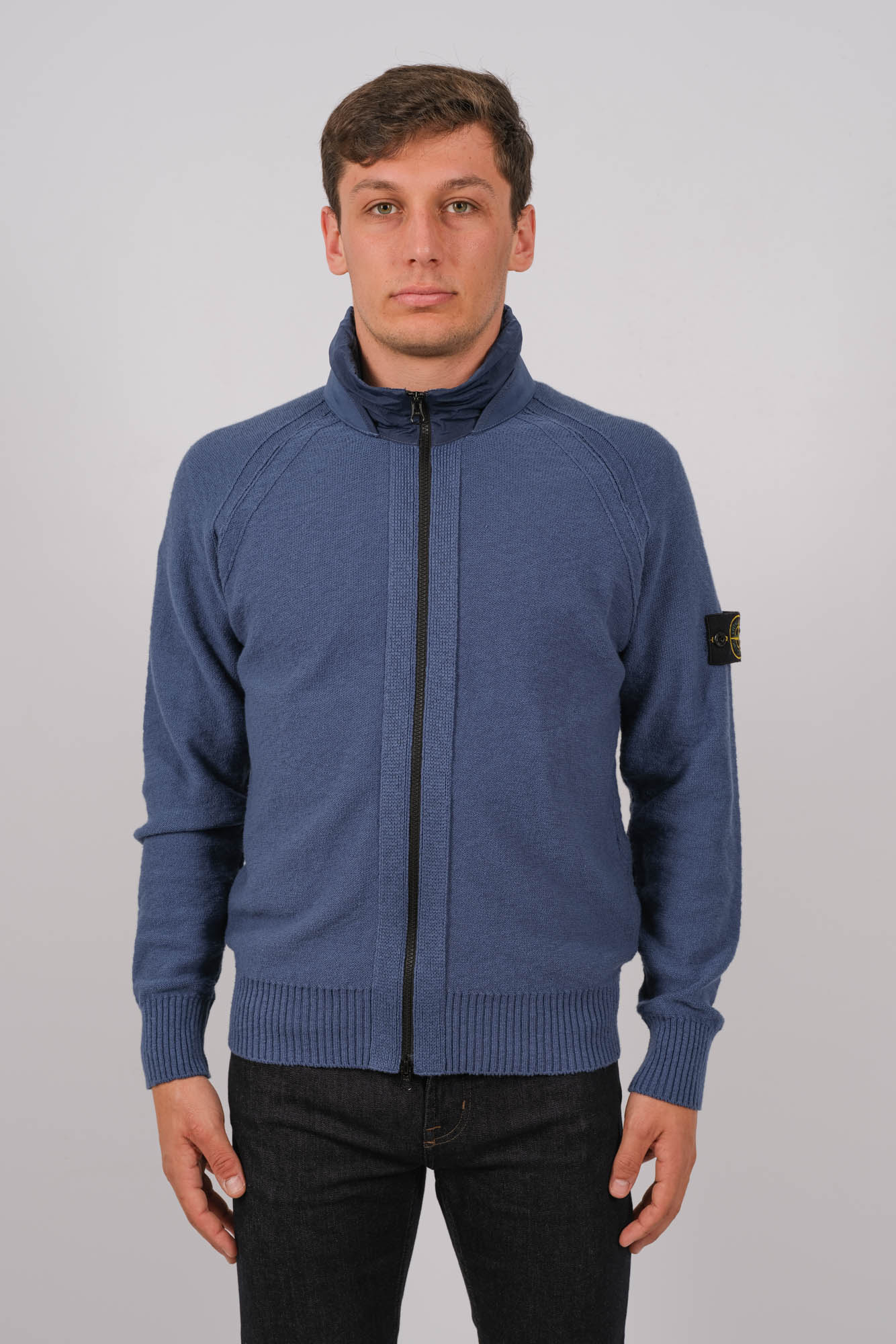 GILET A ZIP STONE ISLAND COL CAPUCHE NYLON 8015503B0-V0024