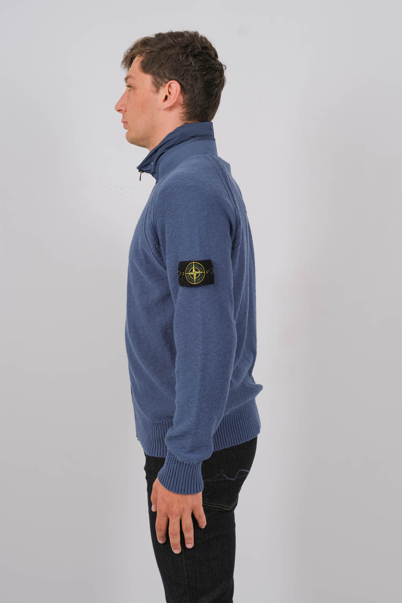 GILET A ZIP STONE ISLAND COL CAPUCHE NYLON 8015503B0-V0024