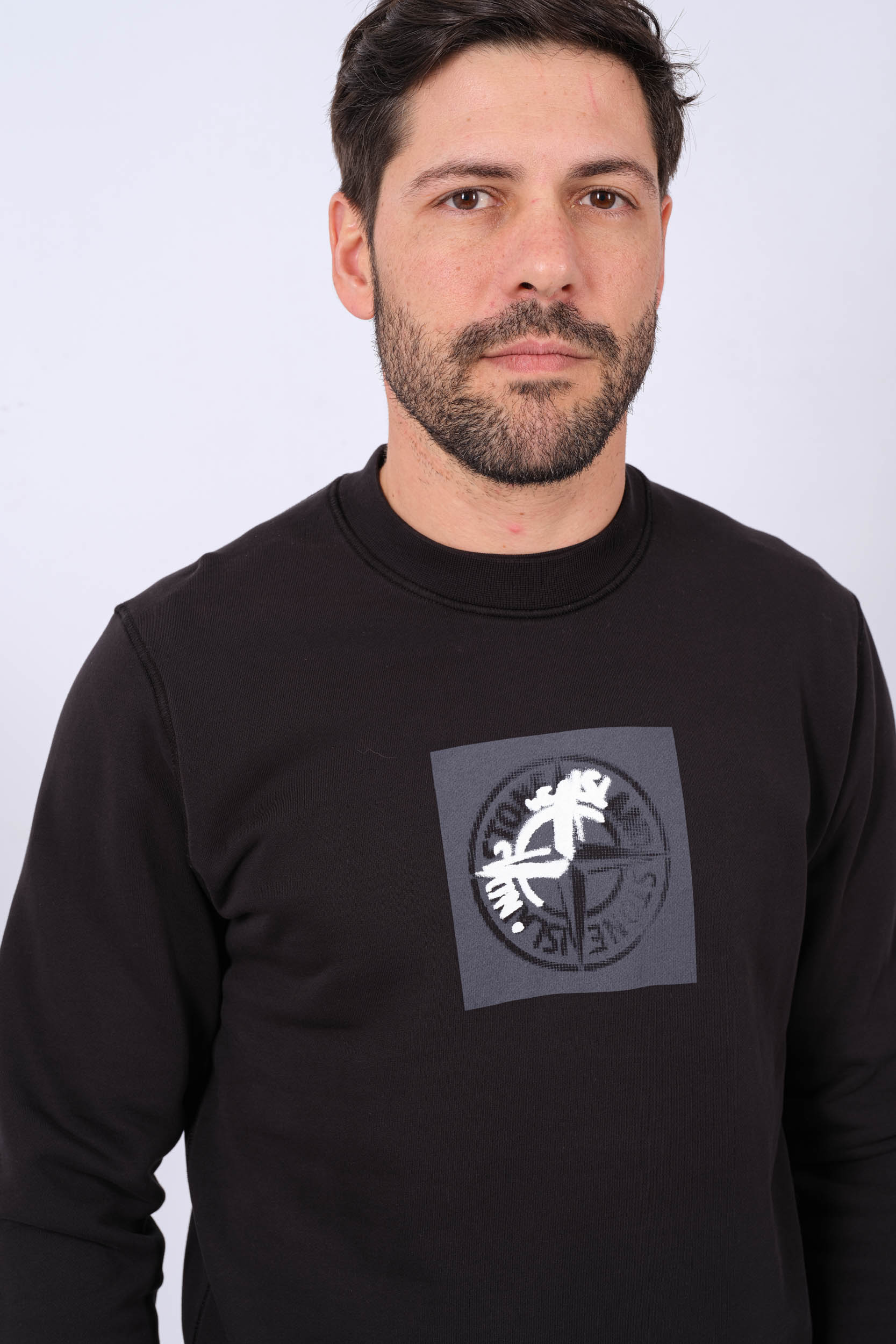 SWEAT STONE ISLAND NOIR 801566559-V0029