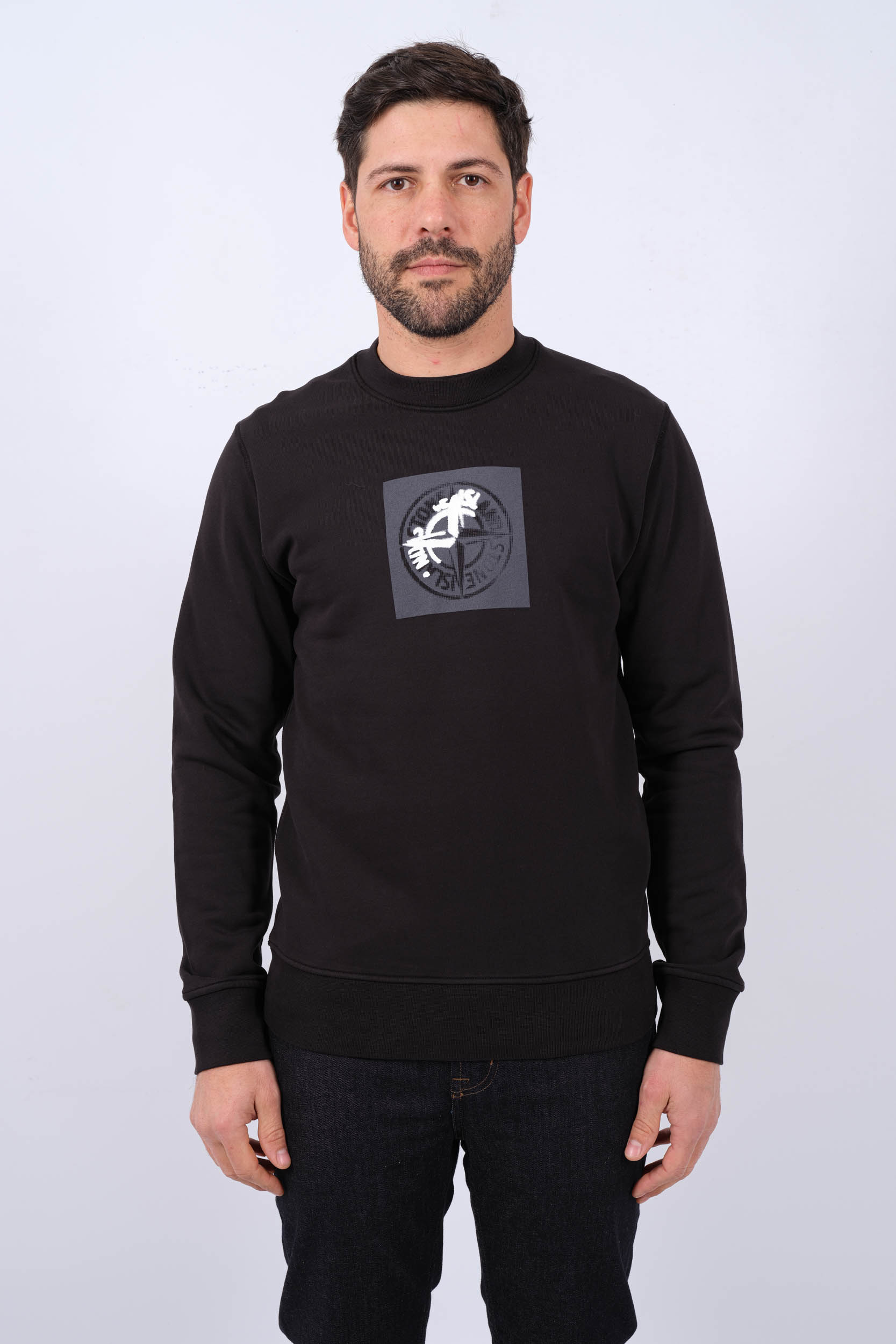 SWEAT STONE ISLAND NOIR 801566559-V0029