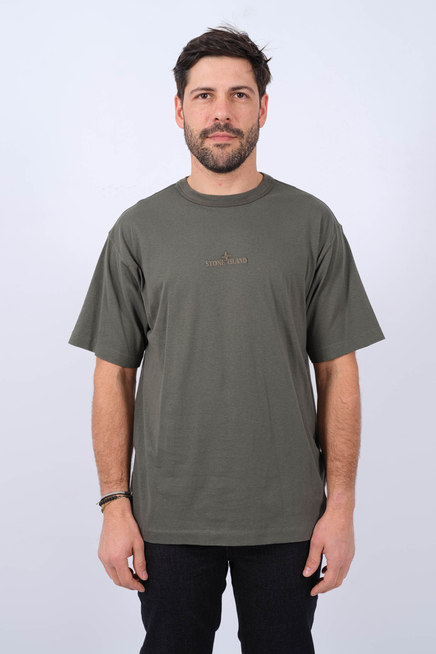 TEE-SHIRT STONE ISLAND KAKI 801520457-V0159