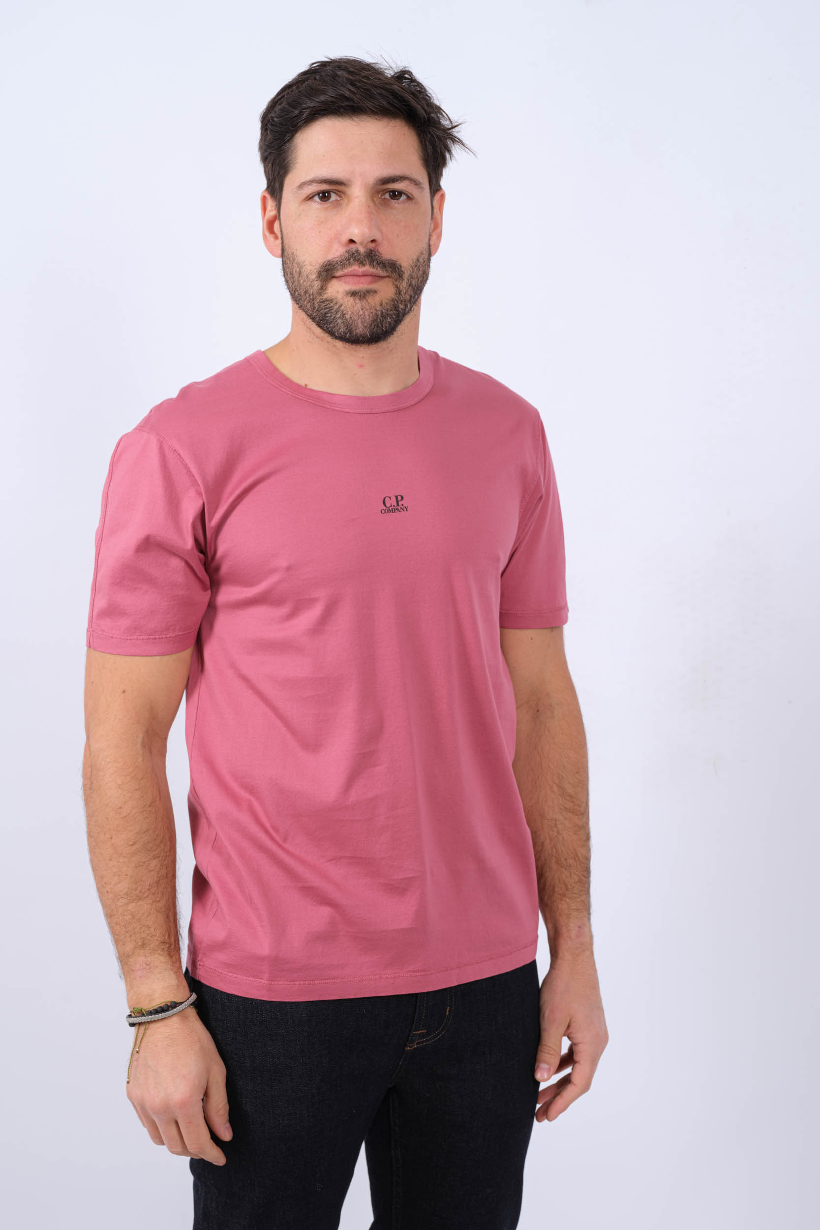 TEE-SHIRT CP COMPANY ROSE FONCE S088A-577