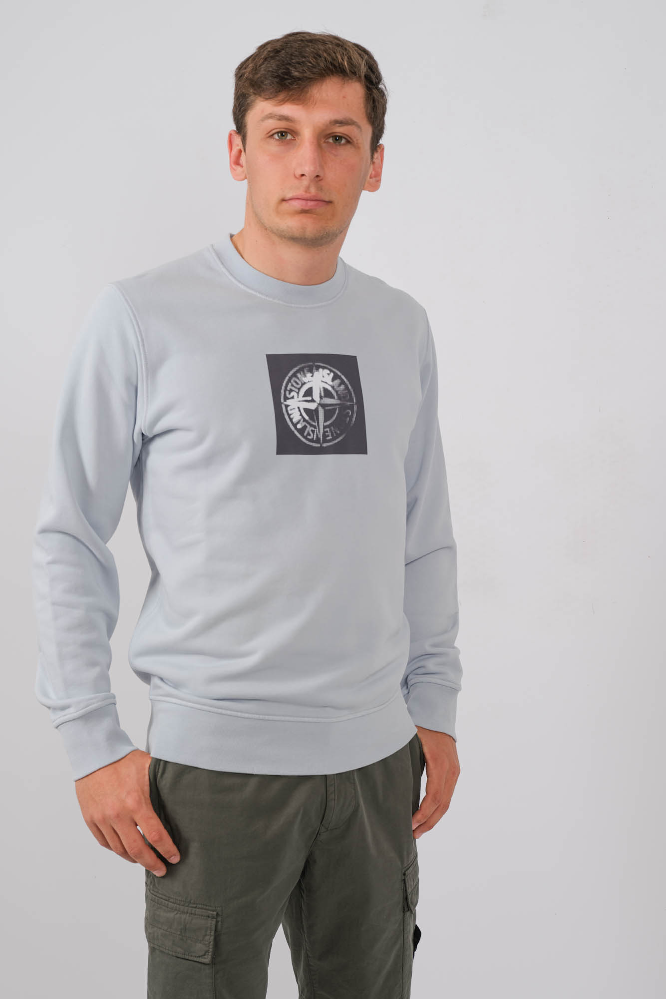 SWEAT COL ROND STONE ISLAND BLEU 801566559-V0041