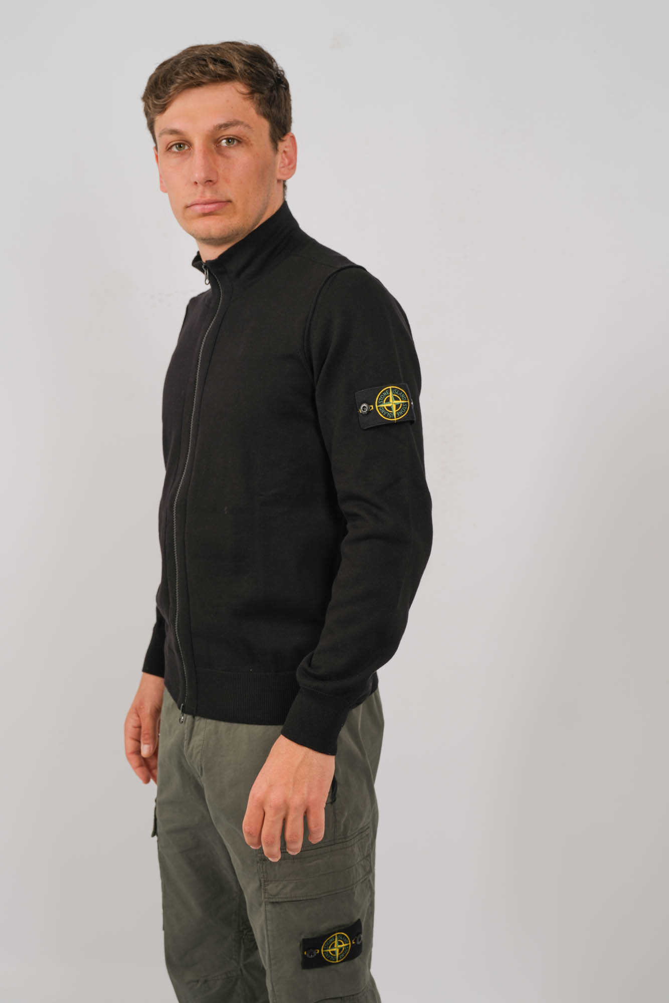 GILET MAILLE A ZIP STONE ISLAND NOIR 8015542B2-V0029