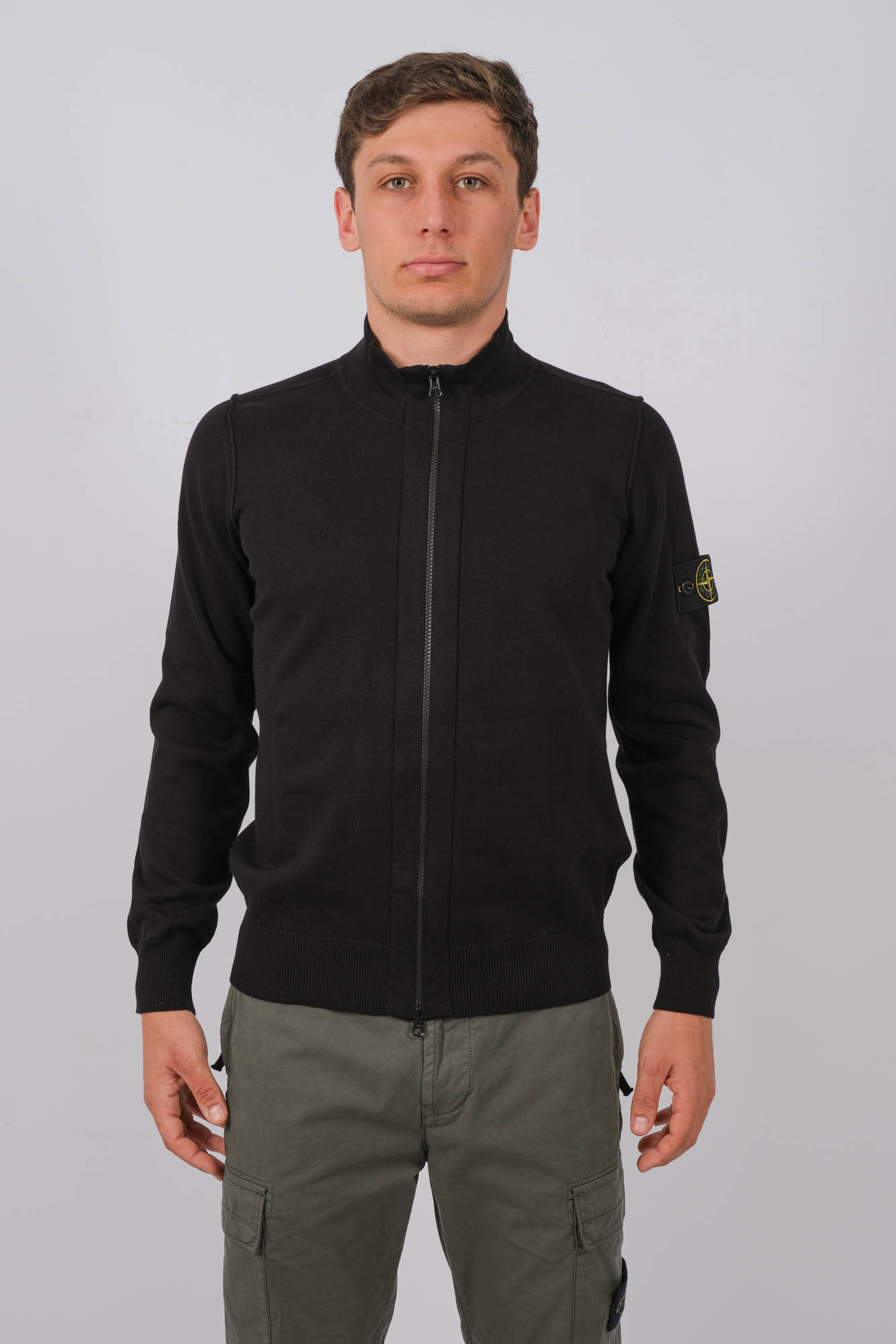 GILET MAILLE A ZIP STONE ISLAND NOIR 8015542B2-V0029