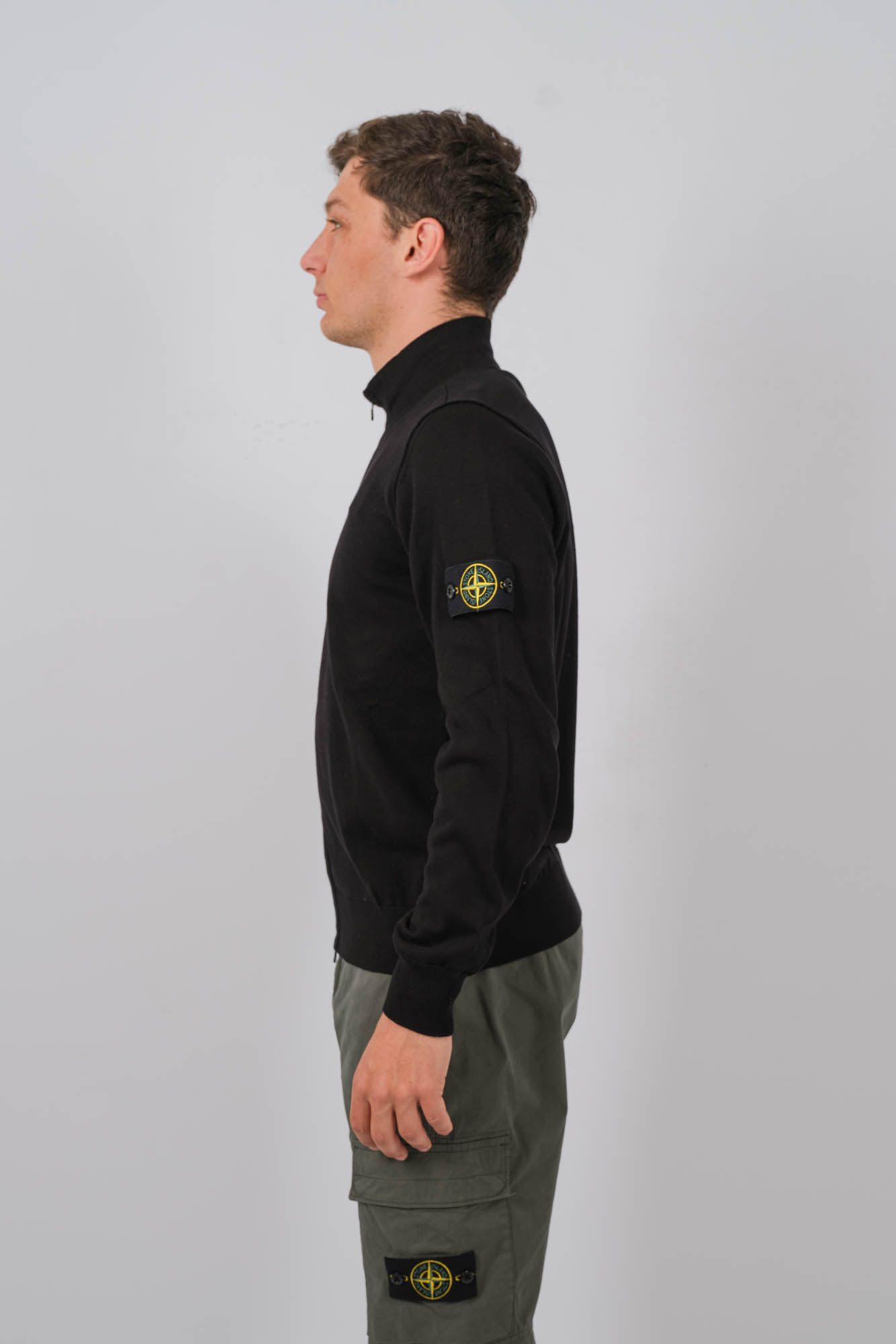 GILET MAILLE A ZIP STONE ISLAND NOIR 8015542B2-V0029